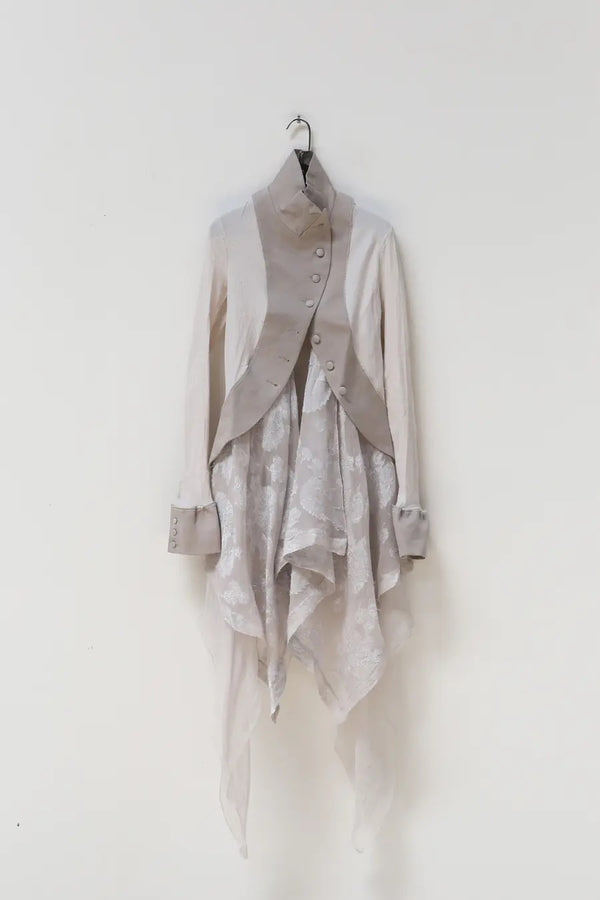 Marc Le Bihan Silky Long Sleeve Jacket Collection Highly Handcrafted France MLB-22914-HUIBAI Off-White PMLB3